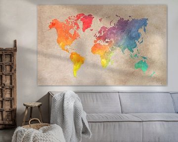 Wereldkaart 44 kleuren #kaart #wereldkaart