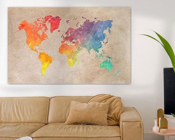 Wereldkaart 44 kleuren #kaart #wereldkaart van JBJart Justyna Jaszke