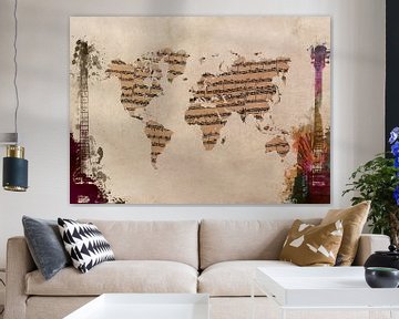Wereldkaart 46 muziekwereld #kaart #wereldkaart van JBJart Justyna Jaszke