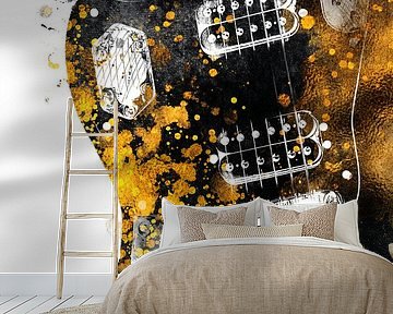 Gitaar 31 muziekkunst zwart en goud #gitaar #muziek van JBJart Justyna Jaszke
