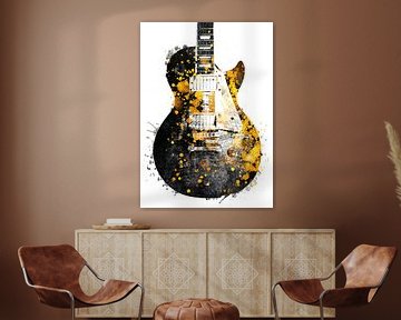 Gitarre 33 music art schwarz und gold #guitar #music von JBJart Justyna Jaszke