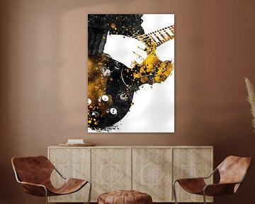 Gitaar 35 muziekkunst zwart en goud #gitaar #muziek van JBJart Justyna Jaszke