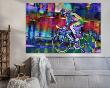 Cyclist in full speed by Carla van Zomeren