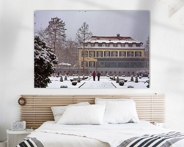 Sneeuw in het kasteelpark