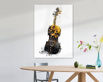 Violoncello 7 muziekkunst goud en zwart #violoncello #muziek van JBJart Justyna Jaszke