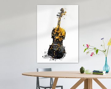 Violoncello 7 Musik Kunst Gold und Schwarz #Violoncello #Musik von JBJart Justyna Jaszke