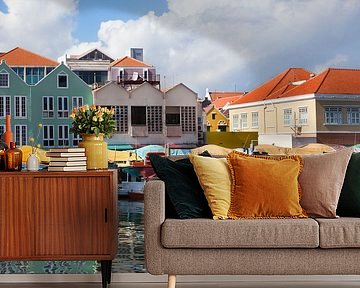 Drijvende markt in Willemstad op Curacao van Peter de Kievith Fotografie