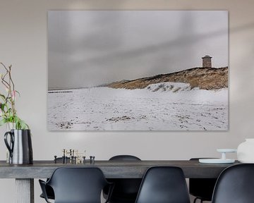 Kustlijn Domburg in de stille sneeuw