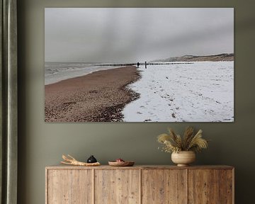 Sneeuw, zand en water in Domburg