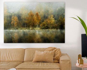 Bäume am See (Herbst, Gemälde) von Art by Jeronimo