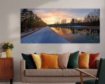 sunset scenery at hiking trail isar riverbank, beautiful evening in winter by SusaZoom