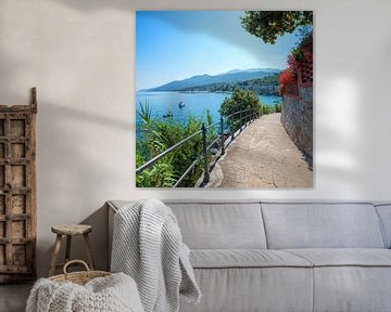 pictorial seaside walkway from Opatija to Icici tourist town, Kvarner Bucht, Croatia coast. square f by SusaZoom