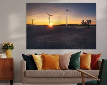 Les éoliennes au coucher du soleil sur Skyze Photography by André Stein