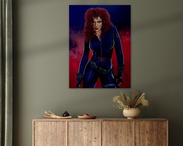 Scarlett Johansson als Black Widow Schilderij van Paul Meijering