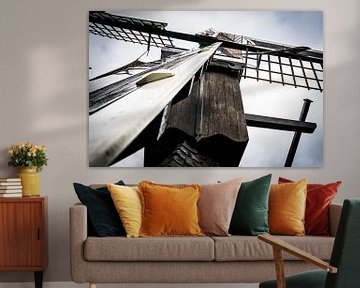 Detail of Dutch Windmill for making grain and flour with wind power energy by Fotografiecor .nl