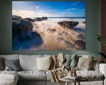 Long exposure on rocky beach