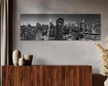 Manhattan Panorama in Schwarz und Weiß von Henk Meijer Photography