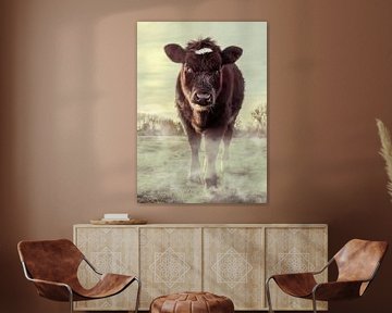 Vache dans la prairie sur Bert-Jan de Wagenaar