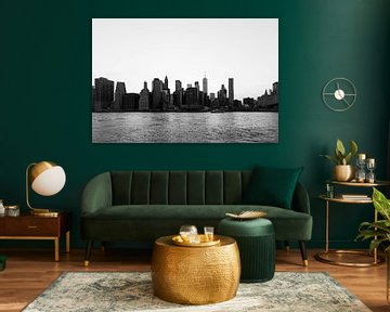 Lower Manhattan skyline in zwart wit van Ben Hoedt