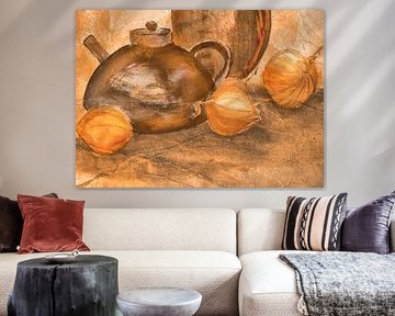 Kannen en uien klei op klei van Claudia Gründler