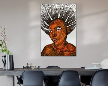 Woman expressive pointillism