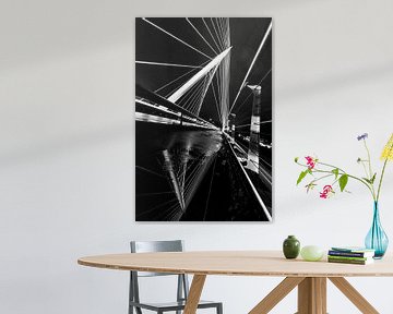 De Harp, le pont de Calatrava à Nieuw Vennep en noir et blanc sur Marcel van den Bos