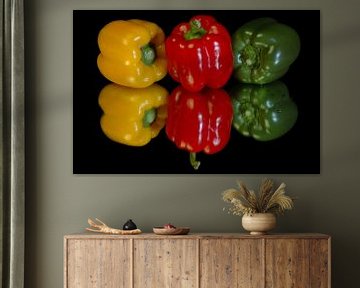 Paprika,s rood,groen en geel van Brian Morgan
