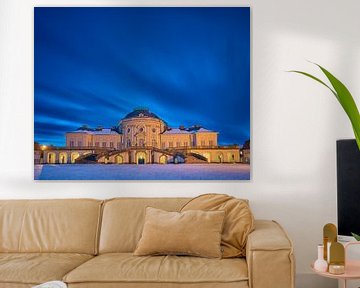 Langzeitbelichtung von Schloss Solitude während der Blauen Stunde im Winter von Keith Wilson Photography