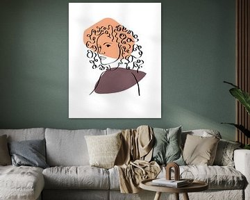 Femme au chapeau dessinant deux formes organiques, design de style minimaliste sur Tanja Udelhofen