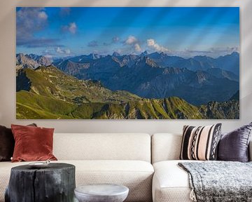 Panorama vom Nebelhorn, 2224m nach Süden, Allgäuer Alpen von Walter G. Allgöwer
