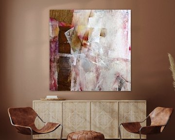 Abstracte samenstelling in wit en roze van Annette Schmucker