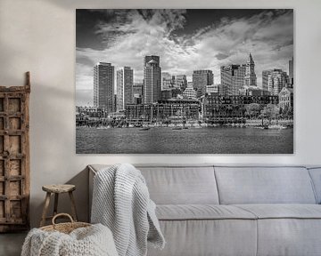 BOSTON Skyline North End & Financial District | Monochrom von Melanie Viola