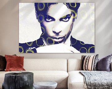 Prince Abstract Portret met Gele Cirkels van Art By Dominic