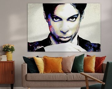 Portrait abstrait de Prince en différentes couleurs sur Art By Dominic