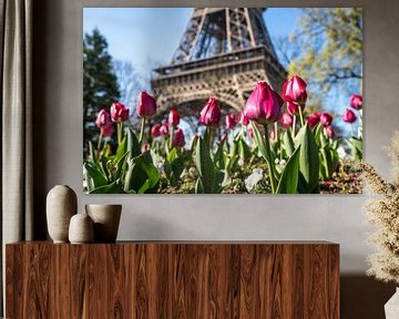 Tulpen voor de Eiffeltoren in Parijs van Peter Schickert