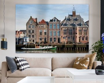 Quay with historical buildings and ship in Maassluis by Peter de Kievith Fotografie