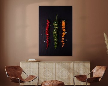 drie gekleurde pepers 1 van 2 van Anita Visschers
