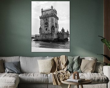 Torre de Belem Lissabon zwart wit van Monique Tekstra-van Lochem