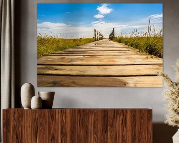 Beach path with wooden bridge at the North Sea by Animaflora PicsStock