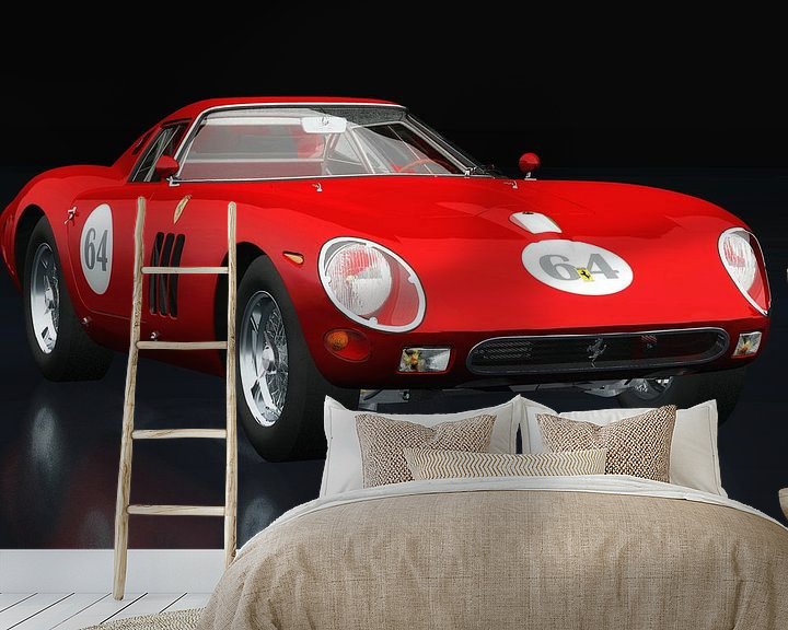 Sfeerimpressie behang: Ferrari 250 GTO drie-kwart zicht van Jan Keteleer