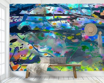 Modern, Abstract Digitaal Kunstwerk in Diverse Kleuren van Art By Dominic