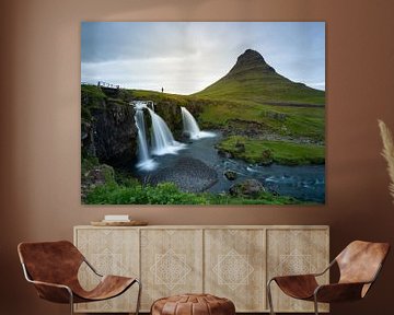 Landscape of Iceland with waterfalls and Kirkjufell mountain by Teun Janssen