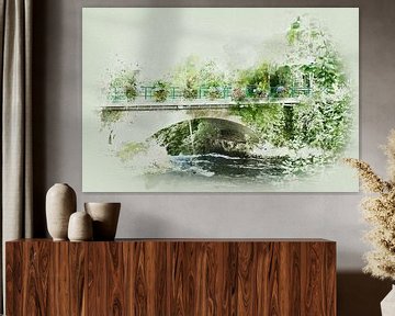Brug over de  rivier Amblève (Ardennen, België) van Art by Jeronimo