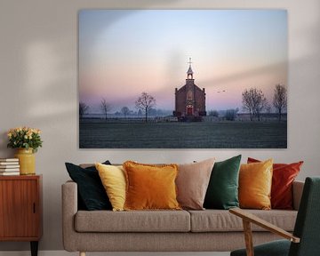 church of Homoet with pastel air by Tania Perneel