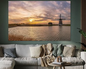 Molen Het Noorden Texel kleurige zonsondergang van Texel360Fotografie Richard Heerschap