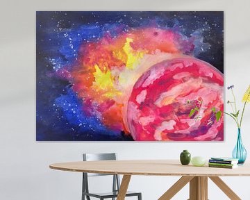 Roze Planeet Explosie van Sebastian Grafmann