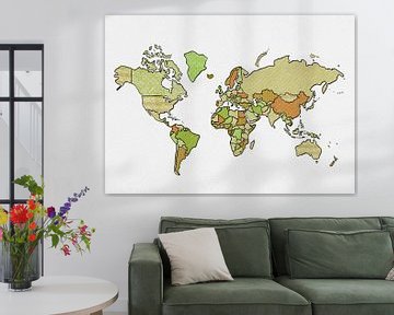 Wereldkaart (Geschetst, groen) van Studio Malabar