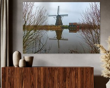 Kinderdijk Windmühle im Nebel von Merijn Loch