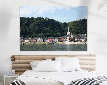 Oude stad met Rijn en collegiale kerk, St. Goar, Unesco Werelderfgoed Ober-Mittelrheintal, Rijnland- van Torsten Krüger