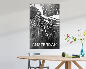 Amsterdam | City map on black watercolour by WereldkaartenShop